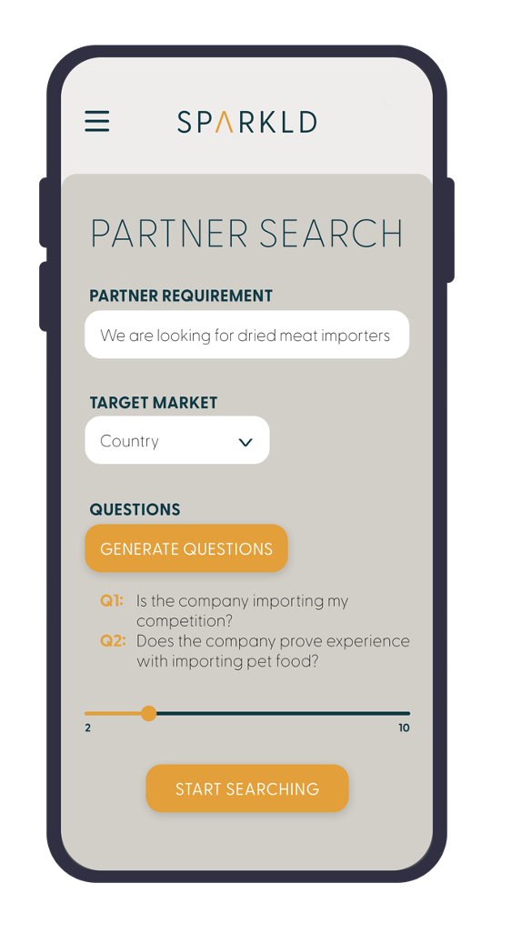 SPARKLD AI partner search interface